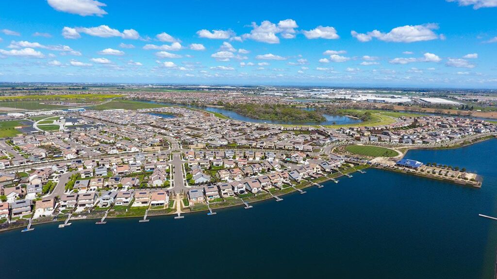 aerial view of river islands in lathrop