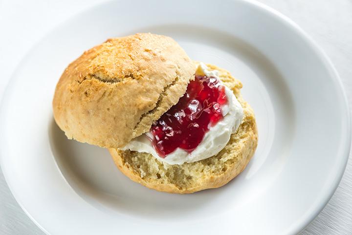 scone with clotted cream and jam
