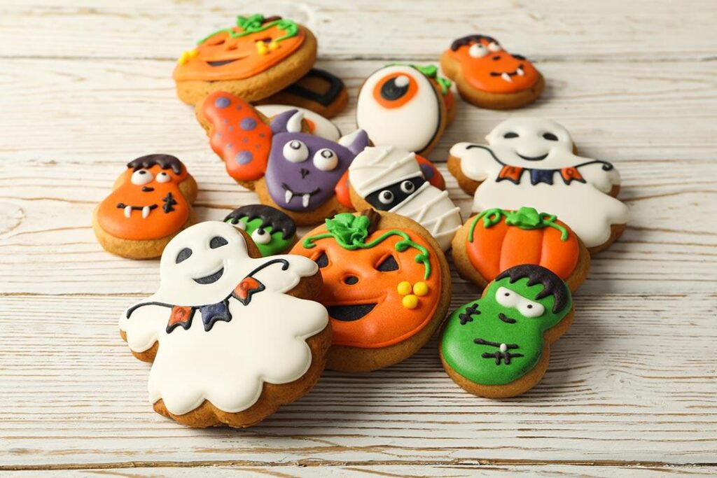 a collection of Halloween cookies