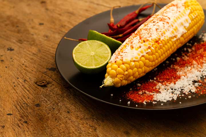 corn lime and chile on plate