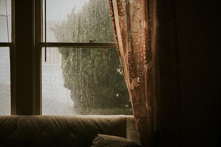 rainy window in home